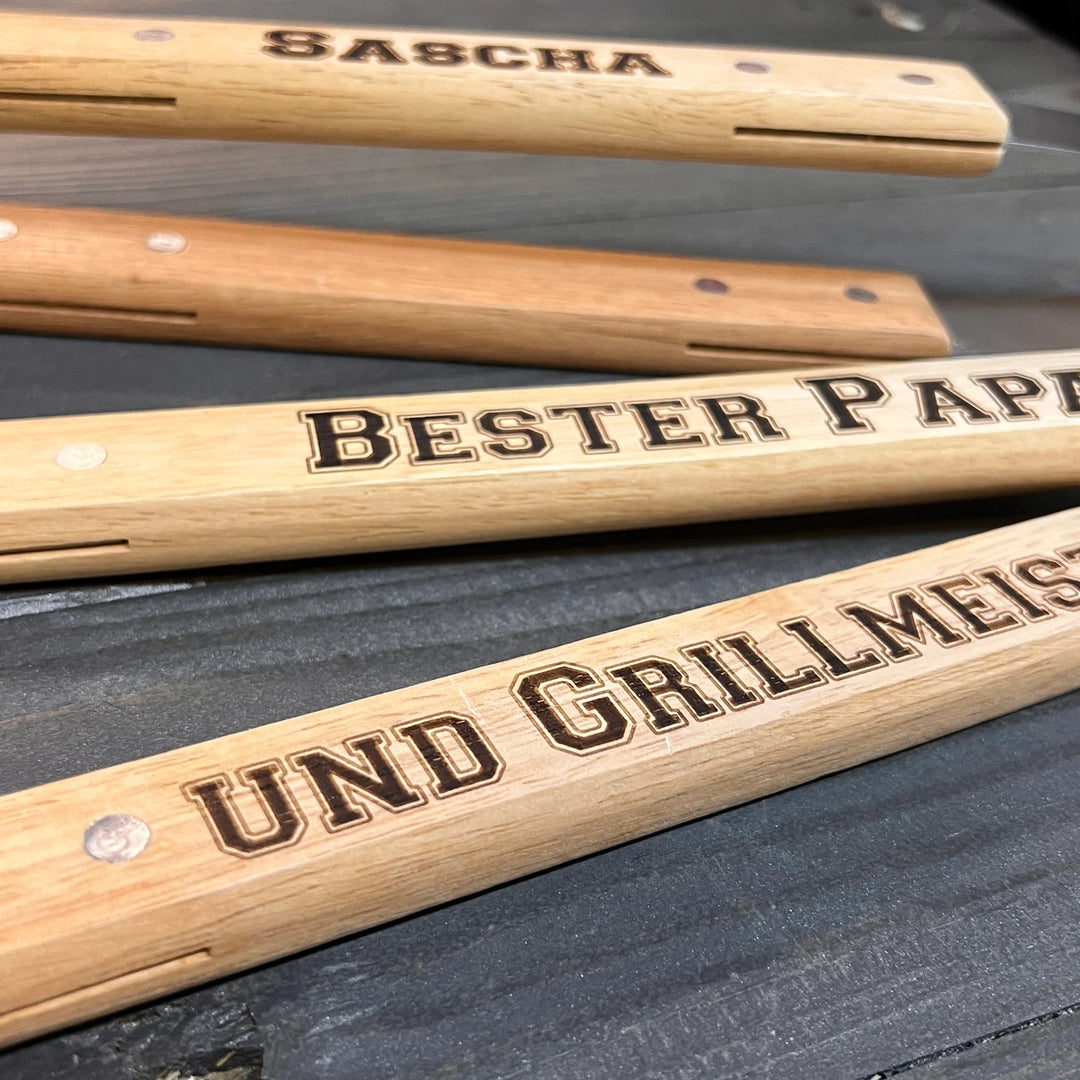 Grillbesteck Set mit Holzgriff