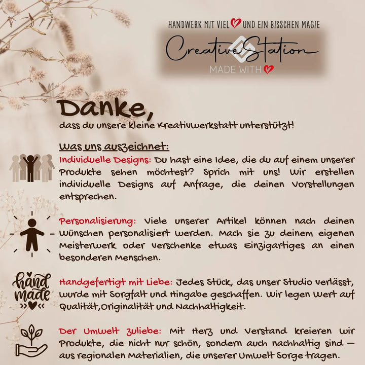 Personalisierter Reagenzglas mit Schriftzug "Danke"